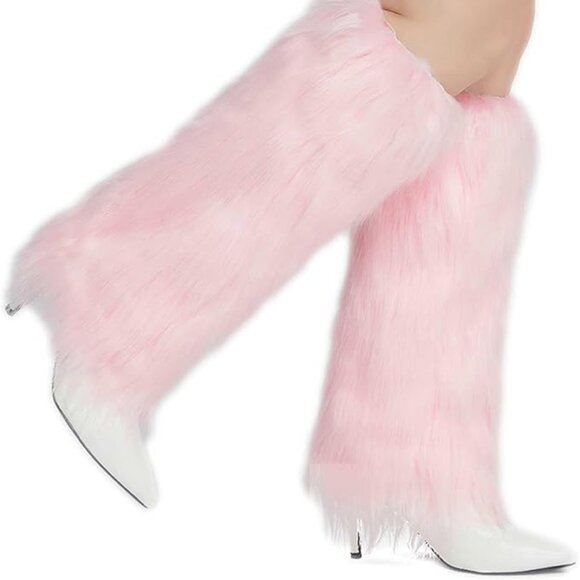 Faux Fur Leg Warmers Fluffy Boot Cuffs Covers for Halloween - Picture 1 of 3